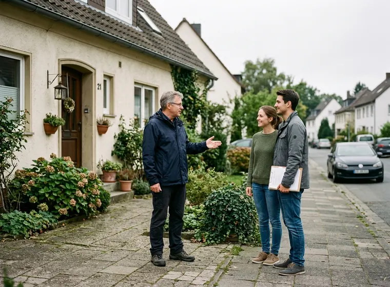 Leere Neubauwohnung vor der Abnahme mit Markierungsband an einer Putzfuge